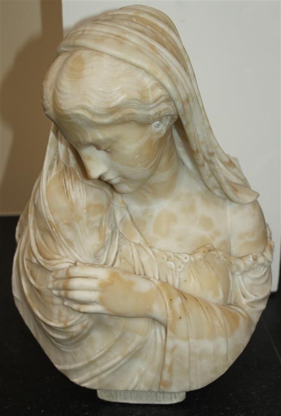A 19th century Italian marble bust of a mother and infant, H.17in.